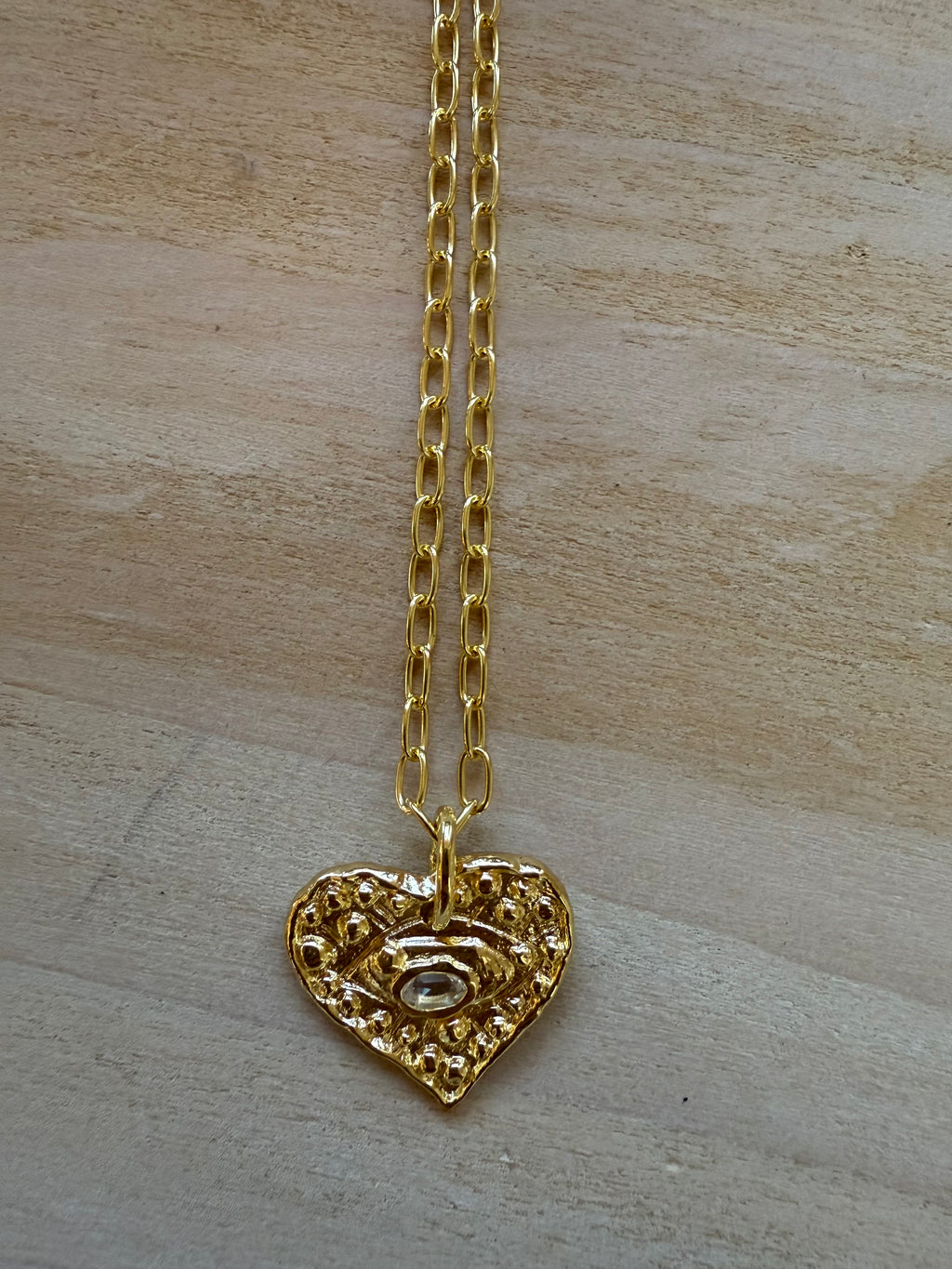 SigalWhite Topaz Heart Eye Necklace (AS)Necklaces