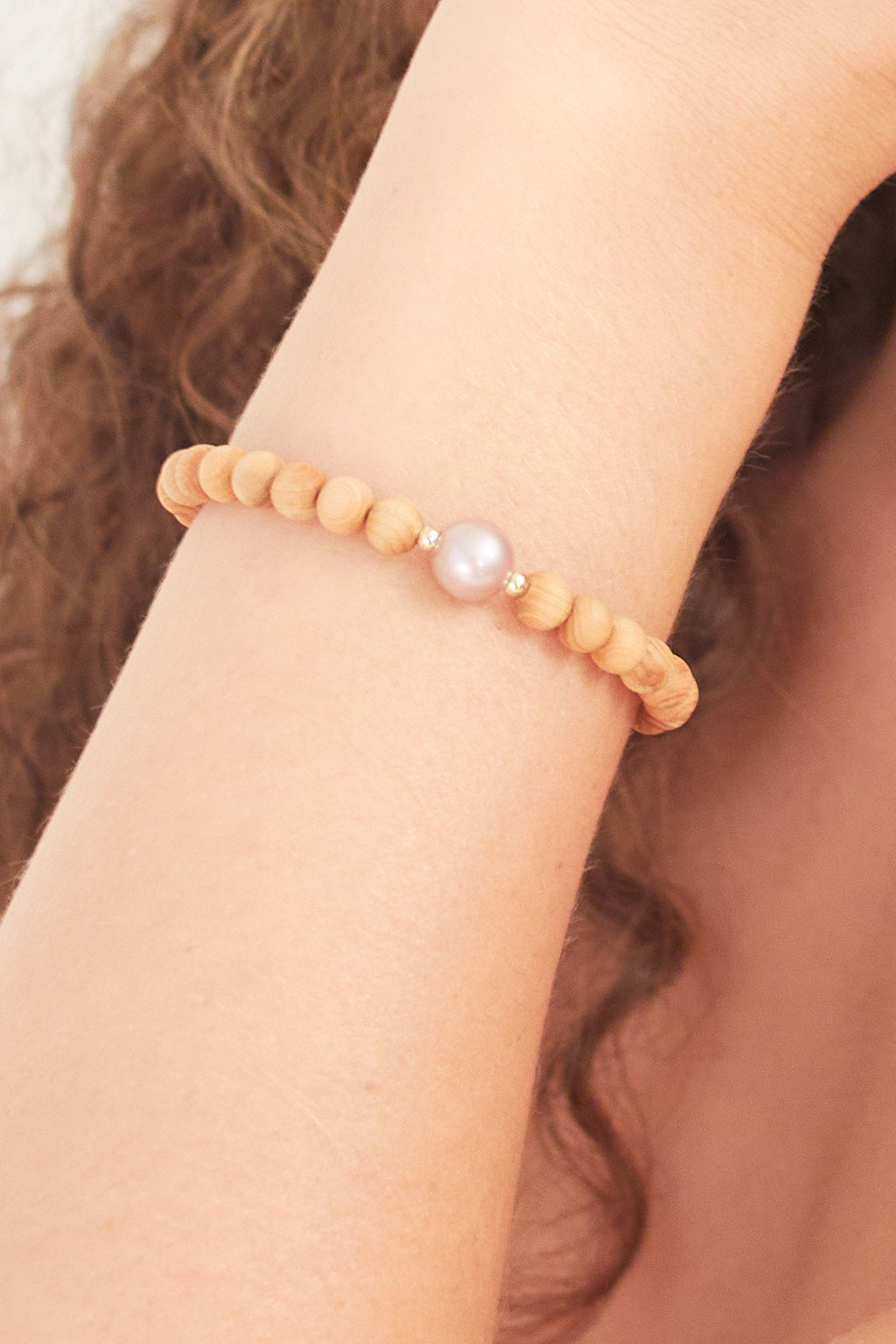 Beaded Sandalwood Stretch Bracelet