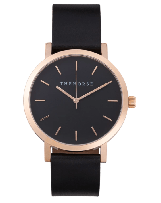 PolishedRoseGold/BlackFace/BlackLeather