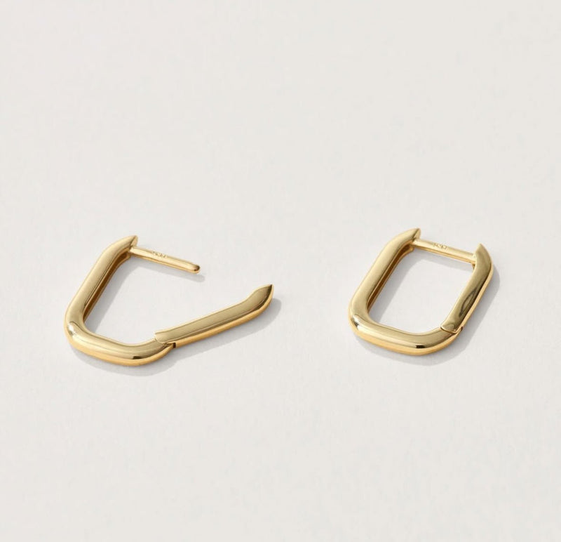 14K Solid Square Hoops