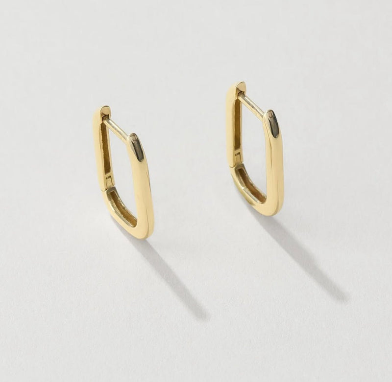 14K Solid Square Hoops