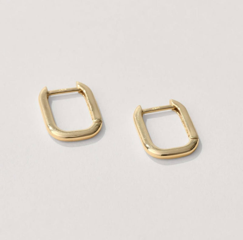 14K Solid Square Hoops