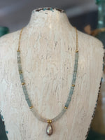 Gemstone and Single Pearl Necklace