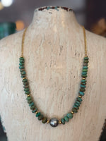 Gemstone and Single Pearl Necklace