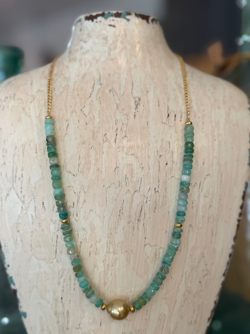 Gemstone and Single Pearl Necklace