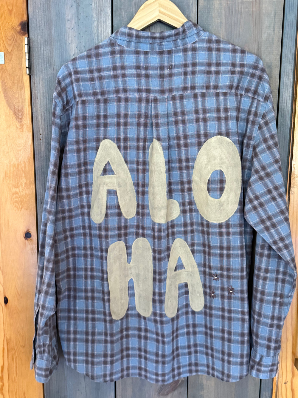 Tan Hand Painted on Gingham