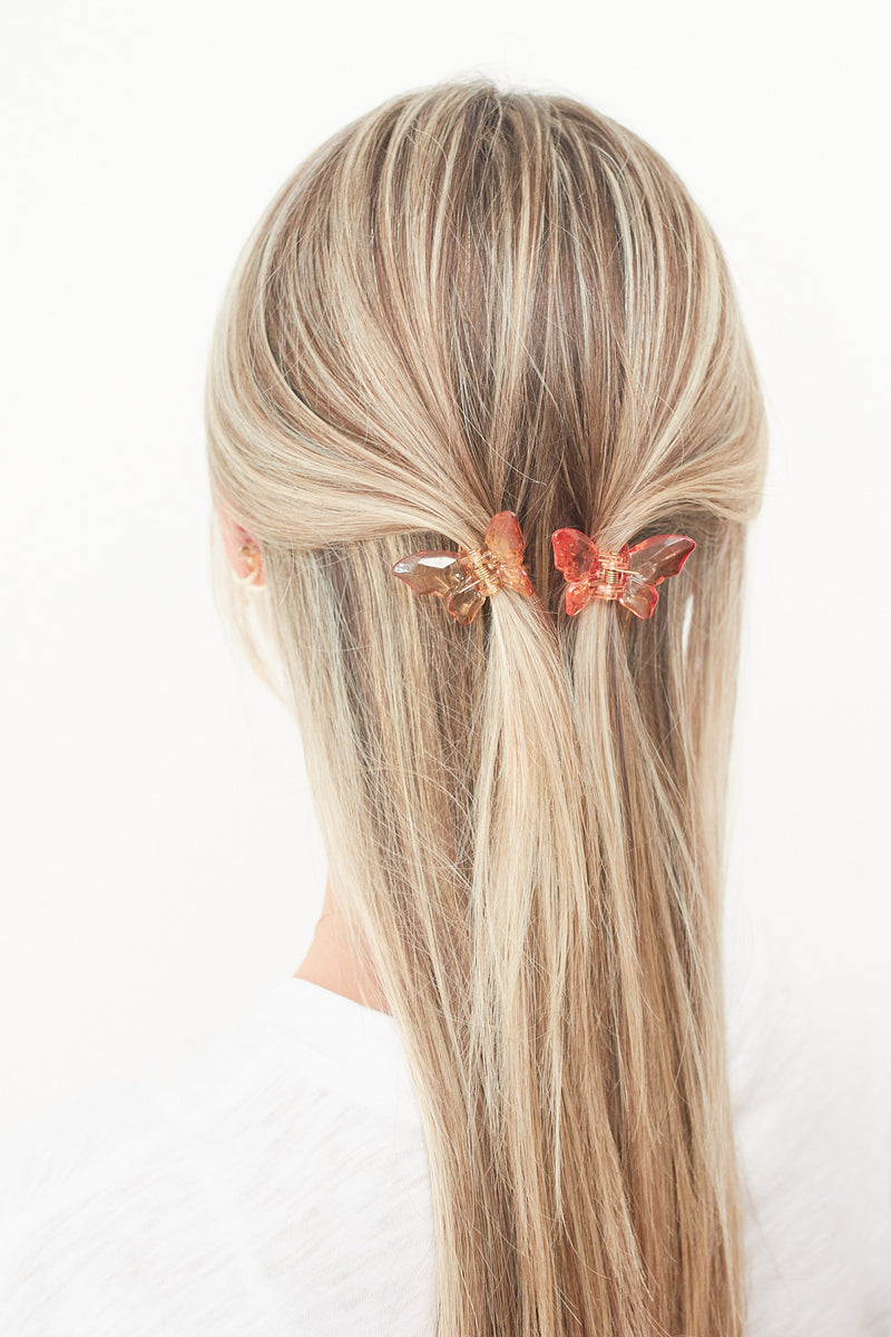 Butterfly Clear Mini Claw Hair Clips Set