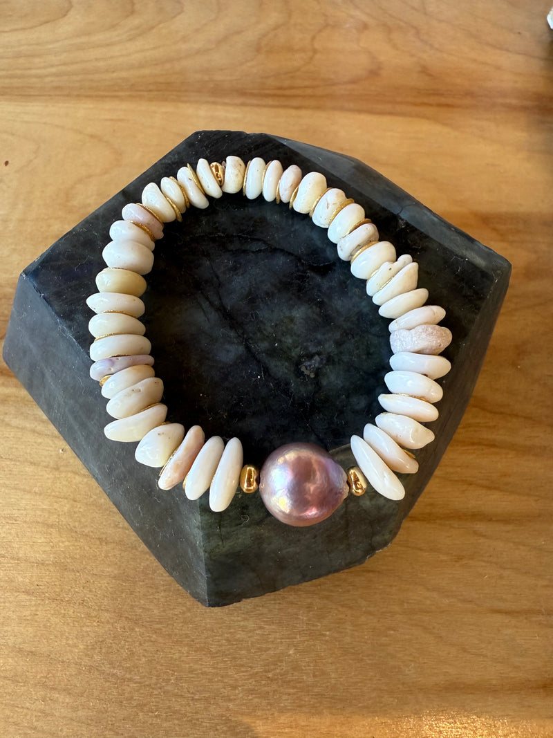 Puka and Pearl Bracelet