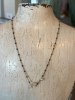 Enamel Herkimer Charm Necklace - Blue
