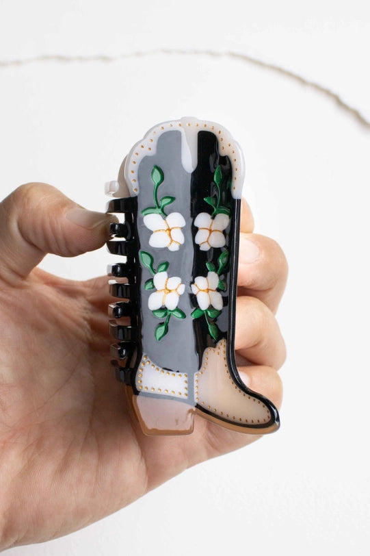 TIEFloral Cowboy Boot ClipHair Clips