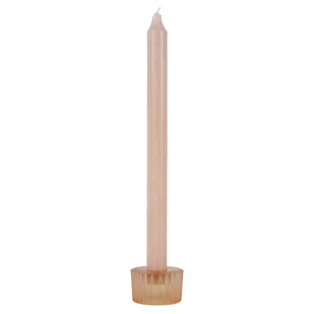 Frosted Ribbed Candle Holder Blush