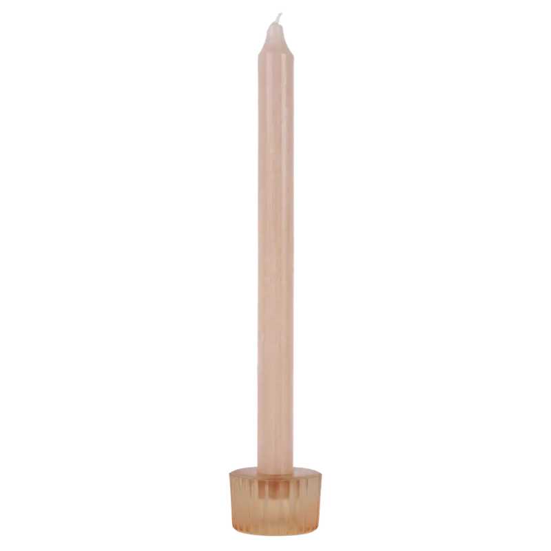 Frosted Ribbed Candle Holder Blush