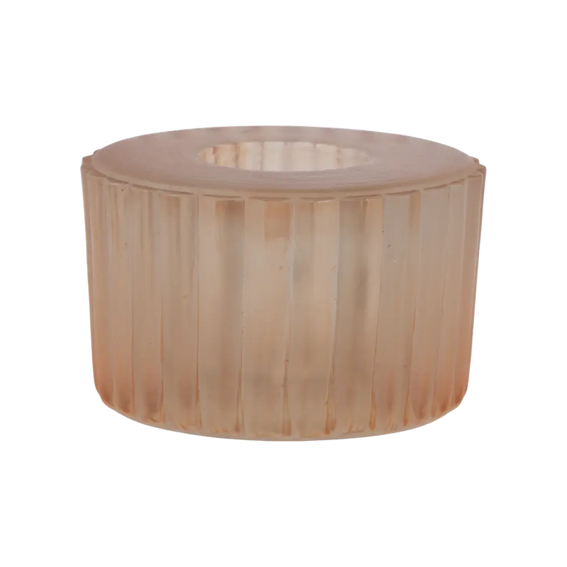 Frosted Ribbed Candle Holder Blush