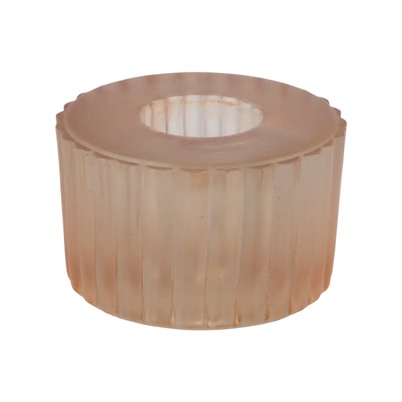 Frosted Ribbed Candle Holder Blush