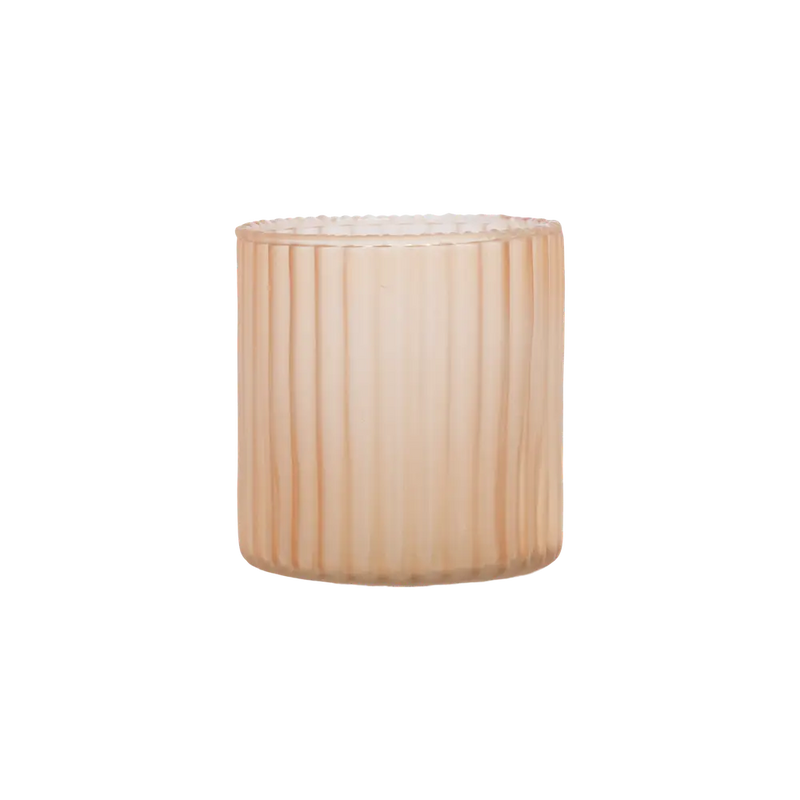 Frosted Tealight Holder Ribbed Glass