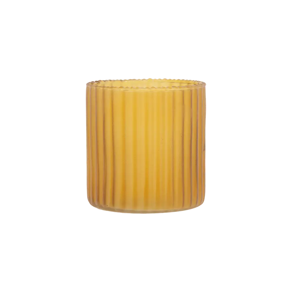 Frosted Tealight Holder Ribbed Glass