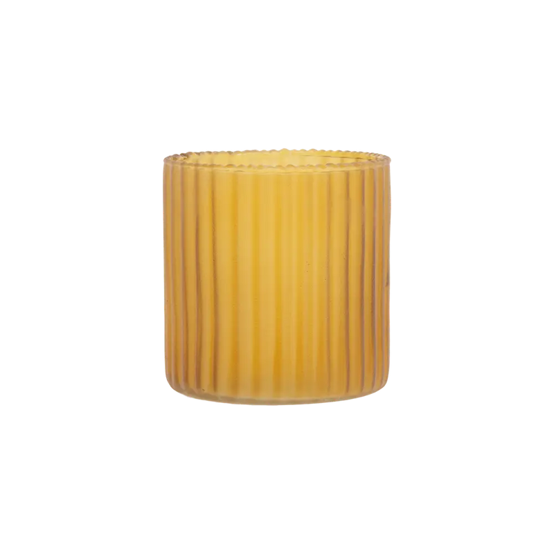 Frosted Tealight Holder Ribbed Glass