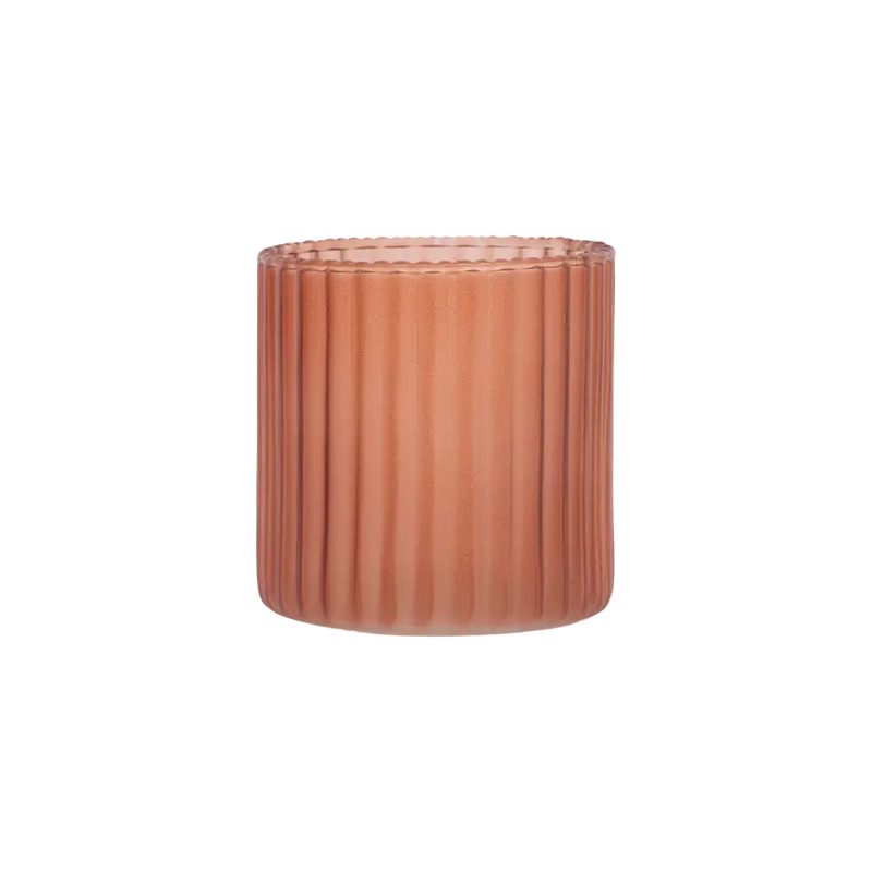 Frosted Tealight Holder Ribbed Glass