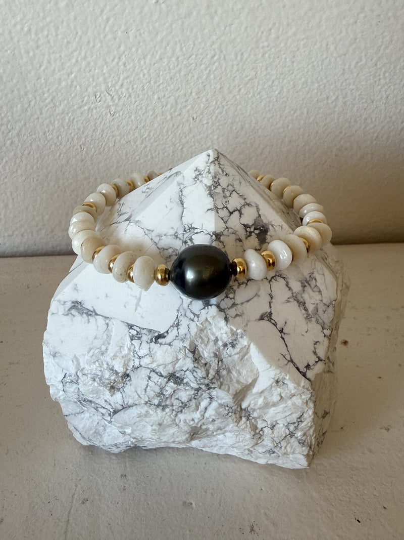 Puka and Pearl Bracelet