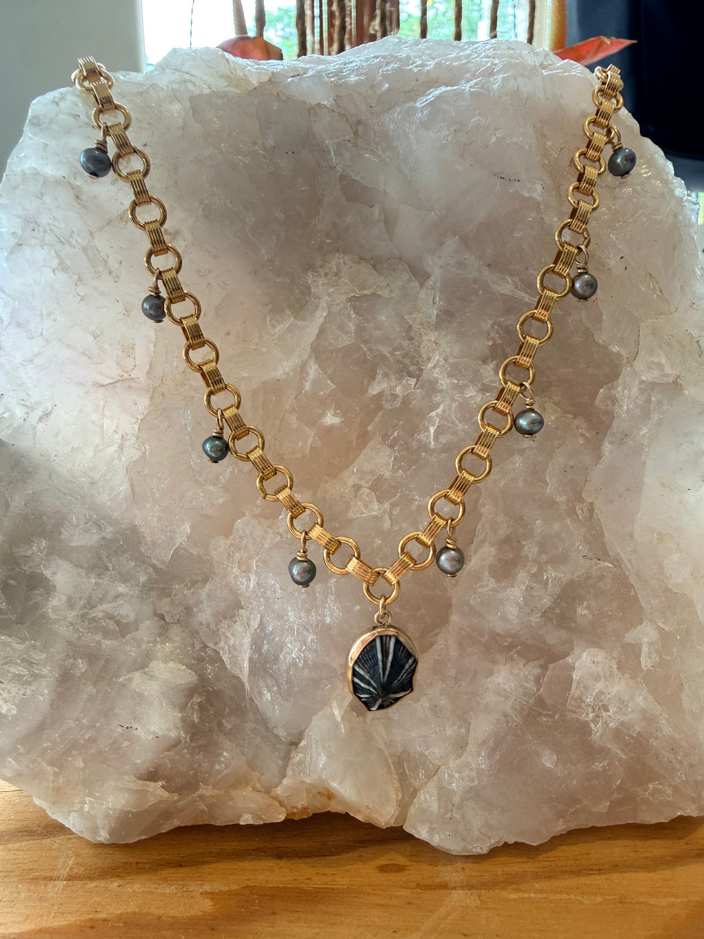 Ocean JazzLuxe Opihi and Pearl Charm NecklaceNecklaces