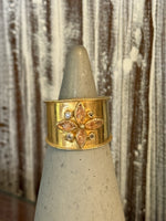 Gemstone Flower Cuff Ring