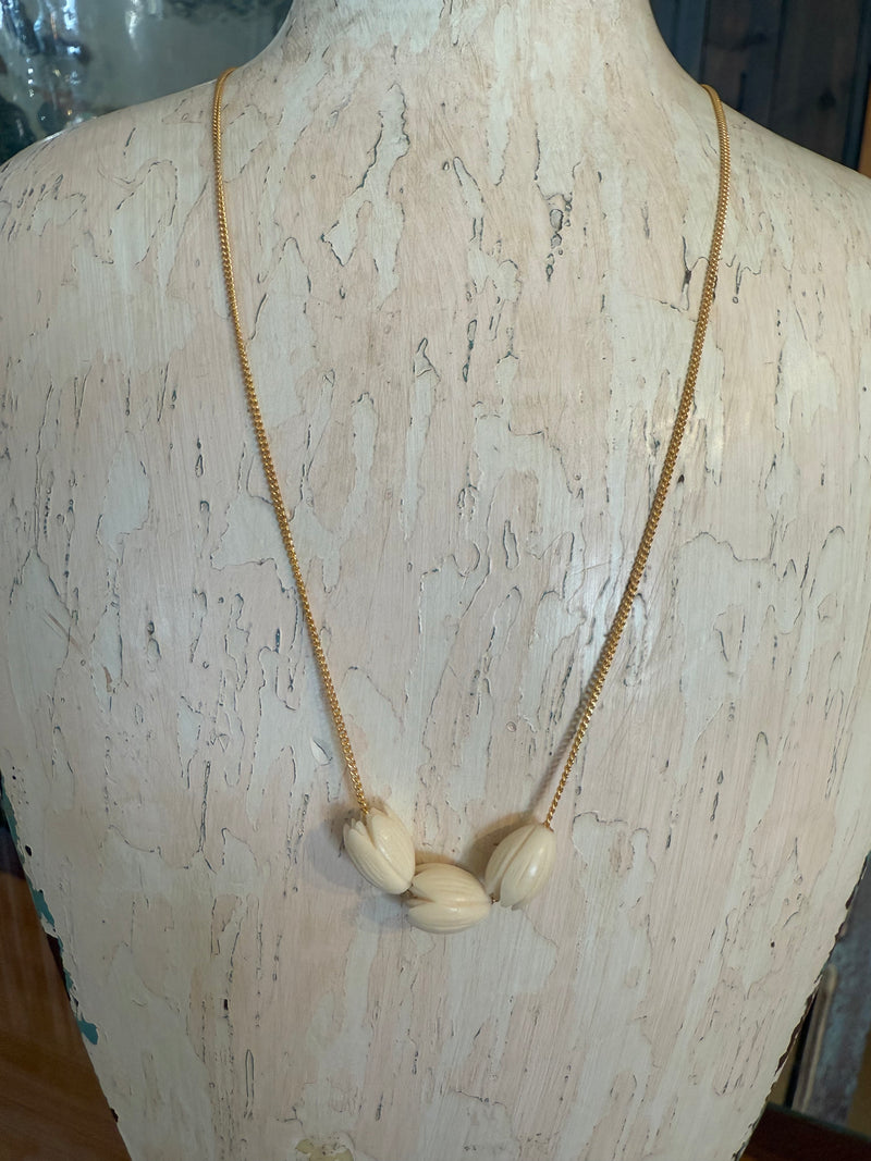 Triple Vintage Pikake Necklace