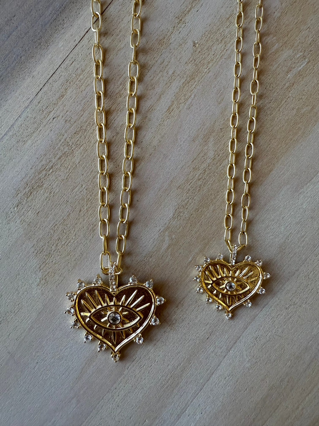 Multi White Topaz Eye Heart Necklace