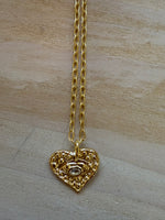 White Topaz Heart  Eye Necklace (AS)