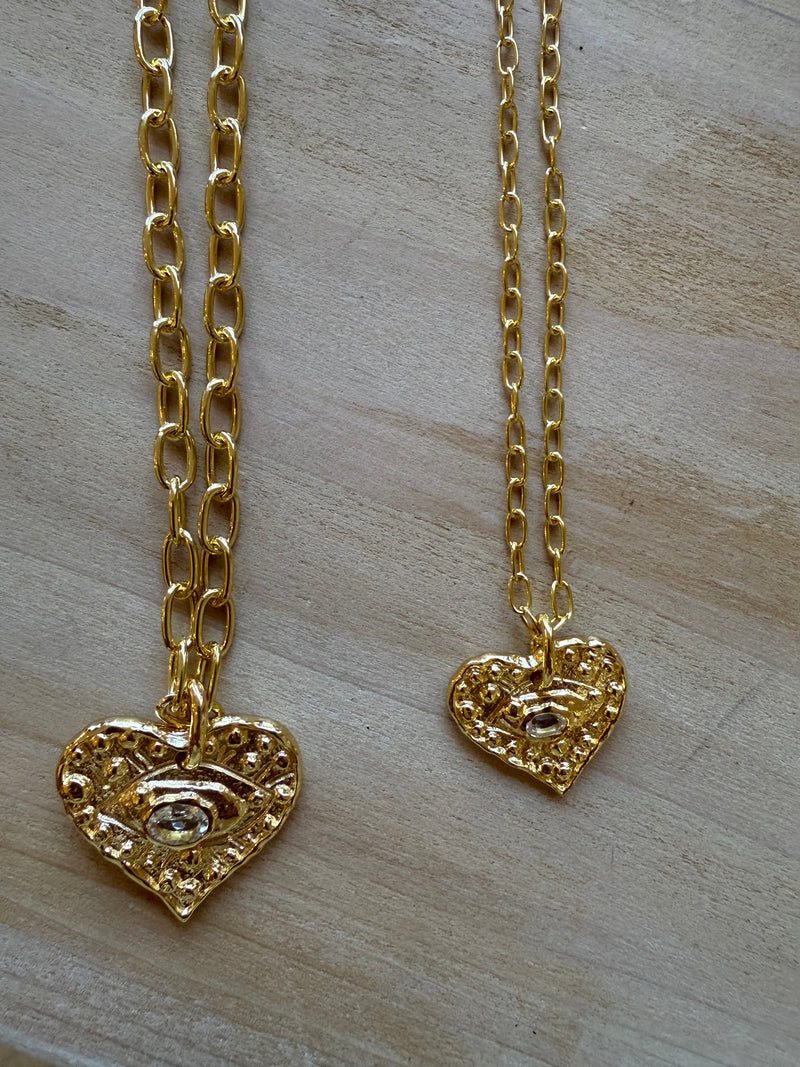 White Topaz Heart  Eye Necklace (AS)