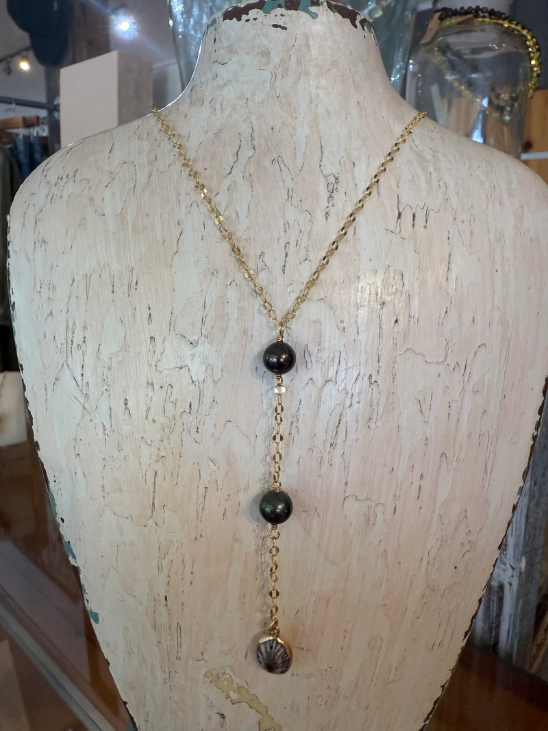 Double Tahitian and Opihi Necklace