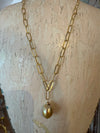 Paperclip Pearl Drop Necklace