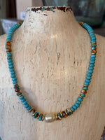 Turquoise Pukas and Pearl Necklace