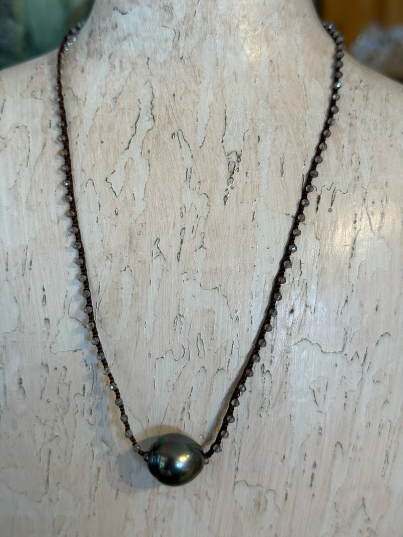 Single Pearl with Labradorite Necklace