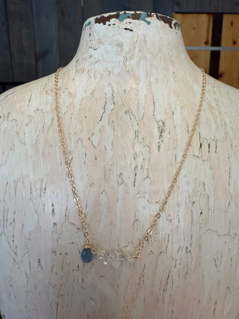 Herkimer and Gemstone Drop Necklace