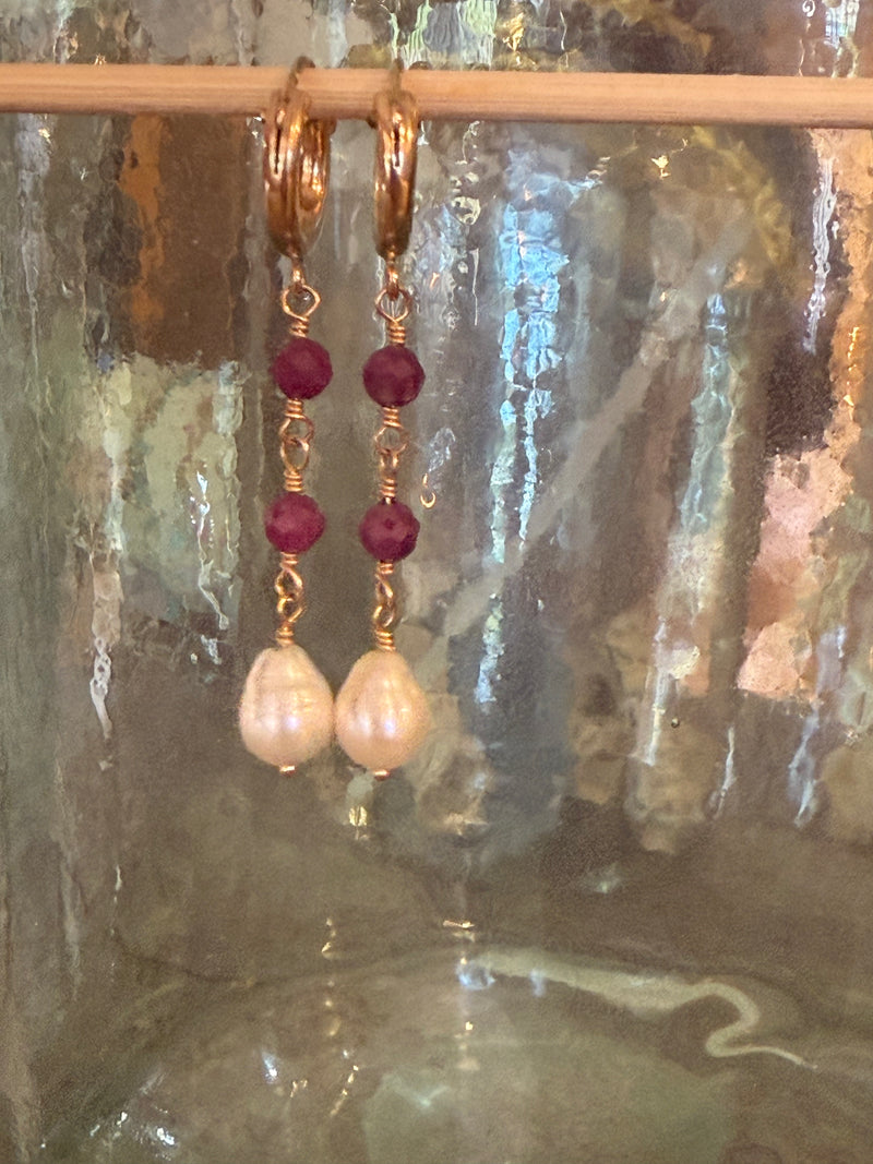 Ella May MauiRuby and Pearl Drop EarringsEarrings