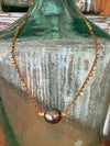 SigalSingle Tahitian Pearl With Pyrite NecklaceNecklaces