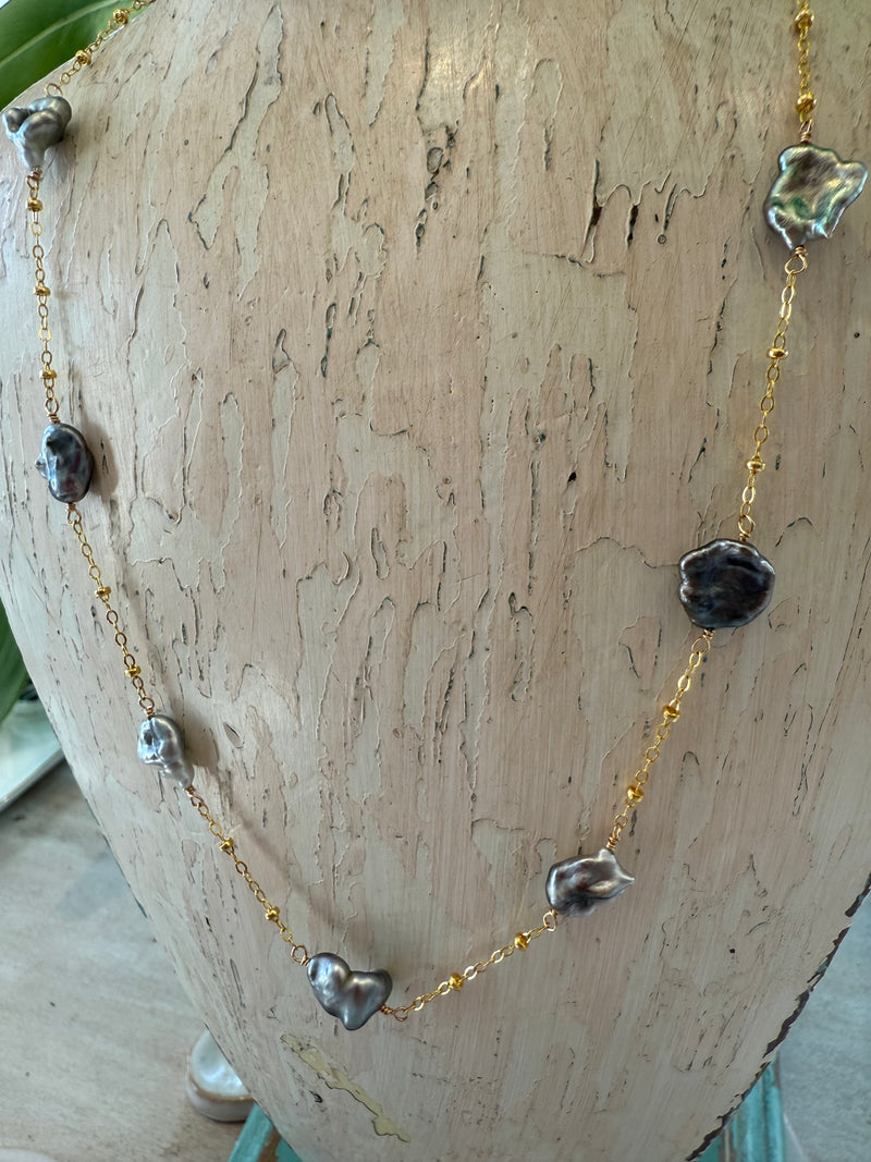 Multi Keshi Chain Necklace