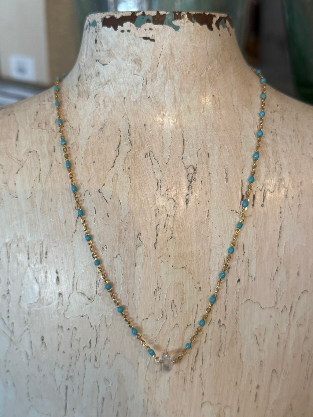 Enamel and Herkimer Necklace