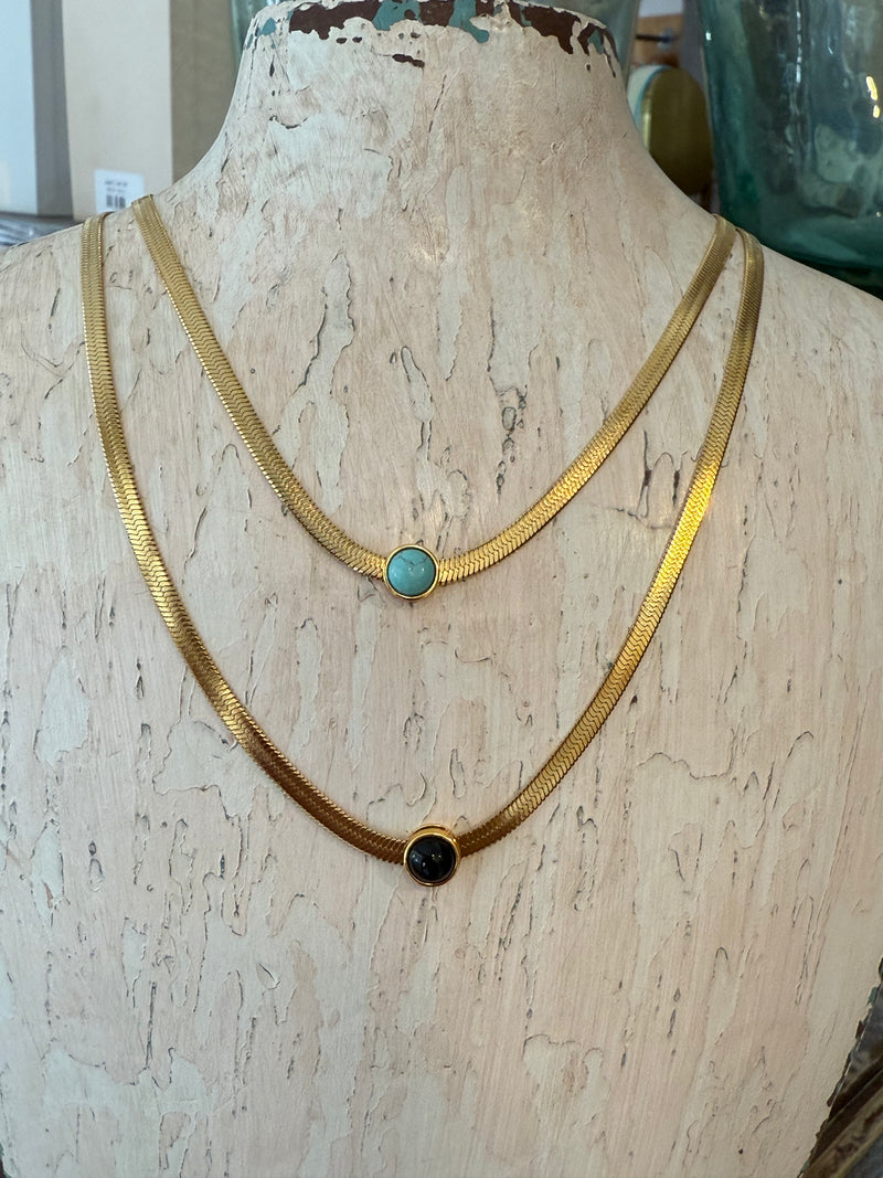 Herringbone Gem Necklace