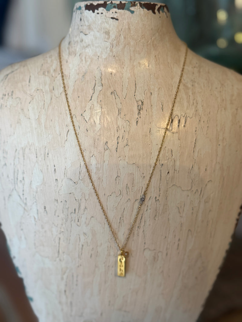Stamped Aloha Bar Necklace