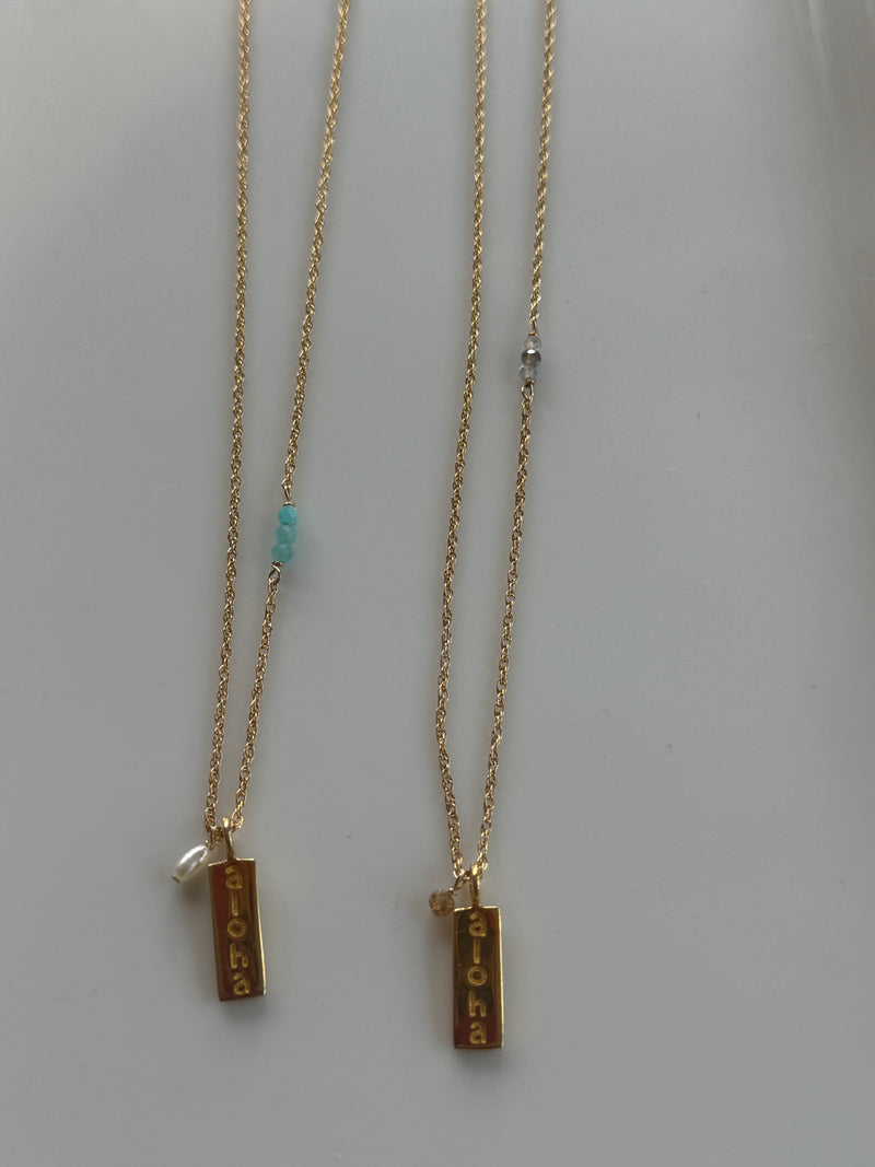 Stamped Aloha Bar Necklace