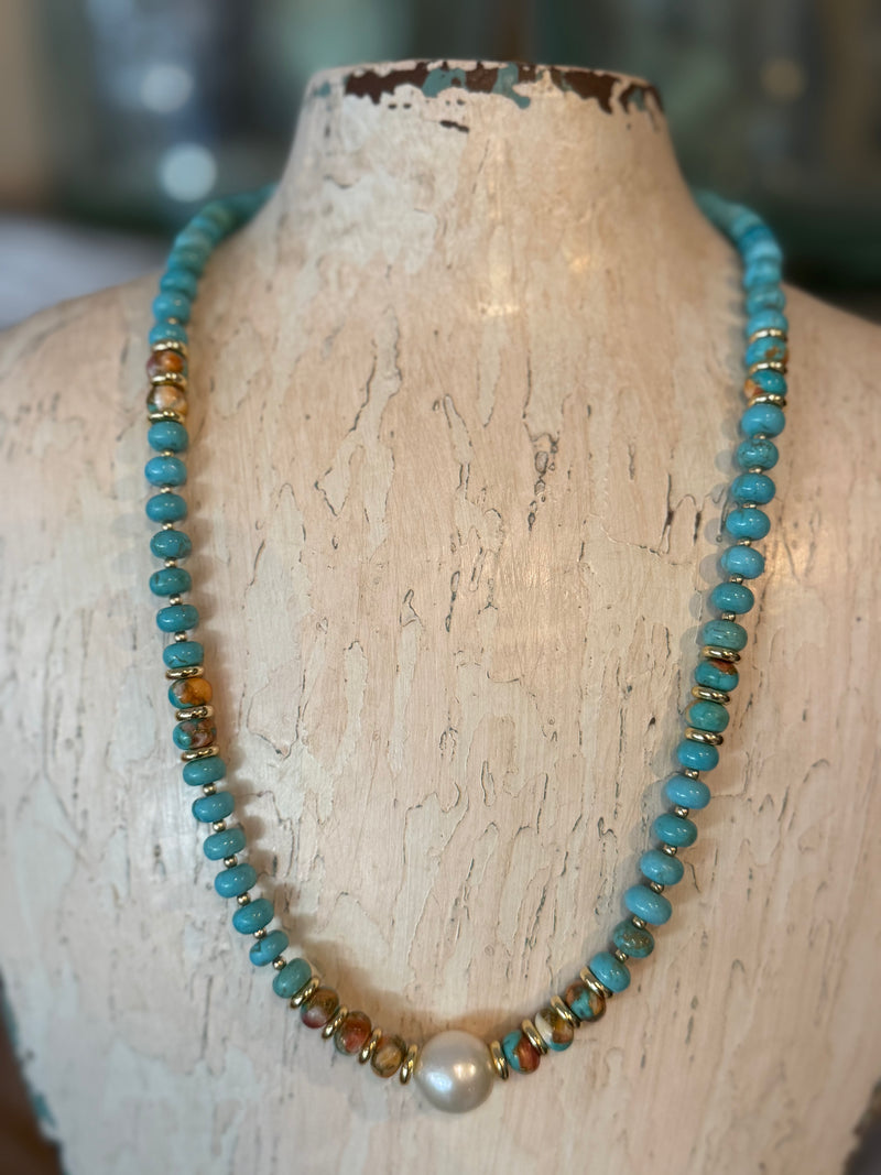 Turquoise and Pearl Necklace