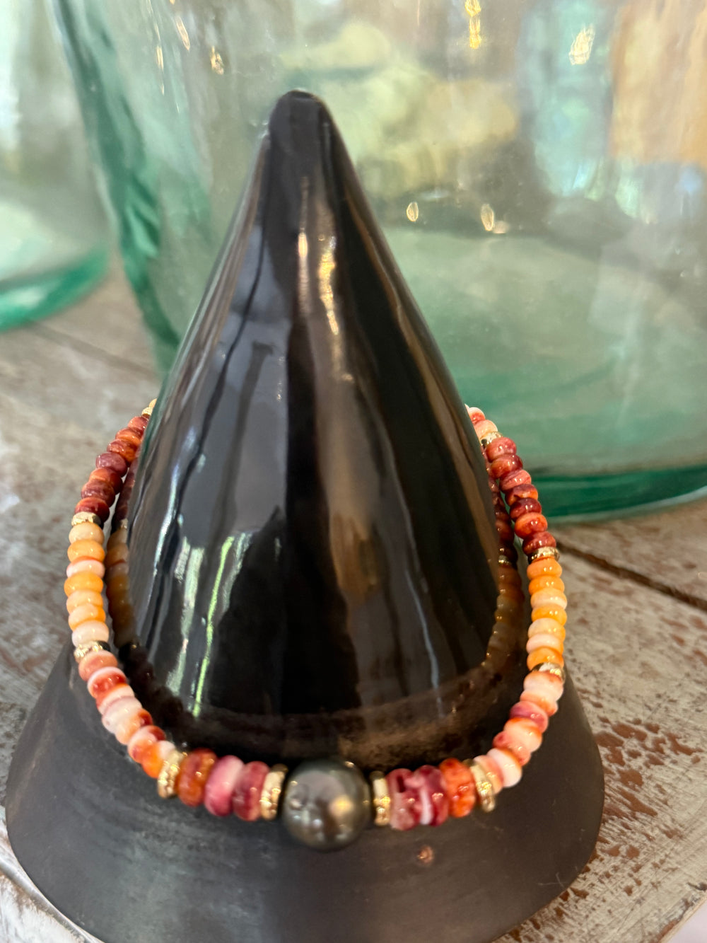 #5 Spiny Oyster/Tahitian Pearl - Adjustable Clasp