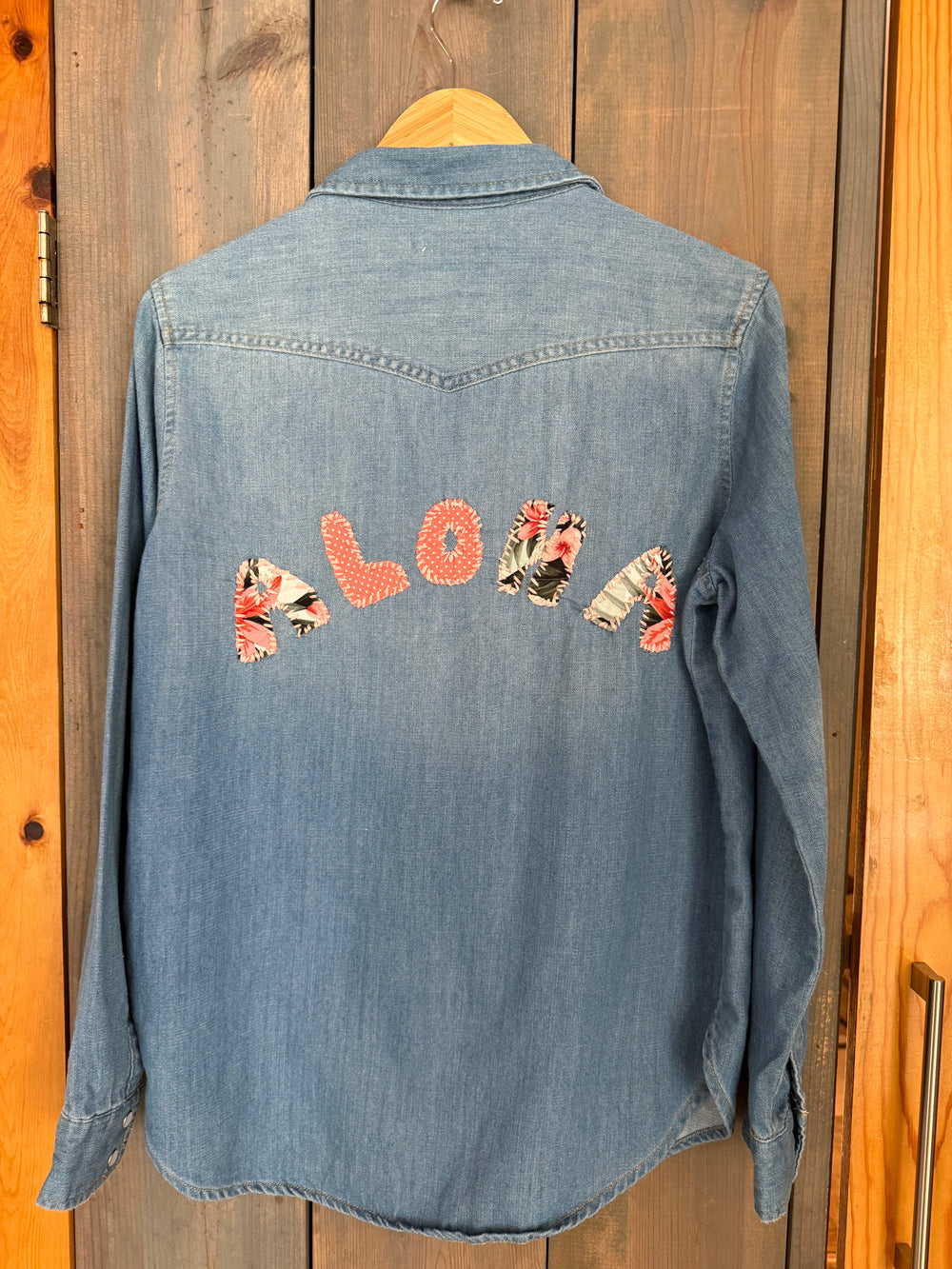 Chambray/ALOHA applique on Back