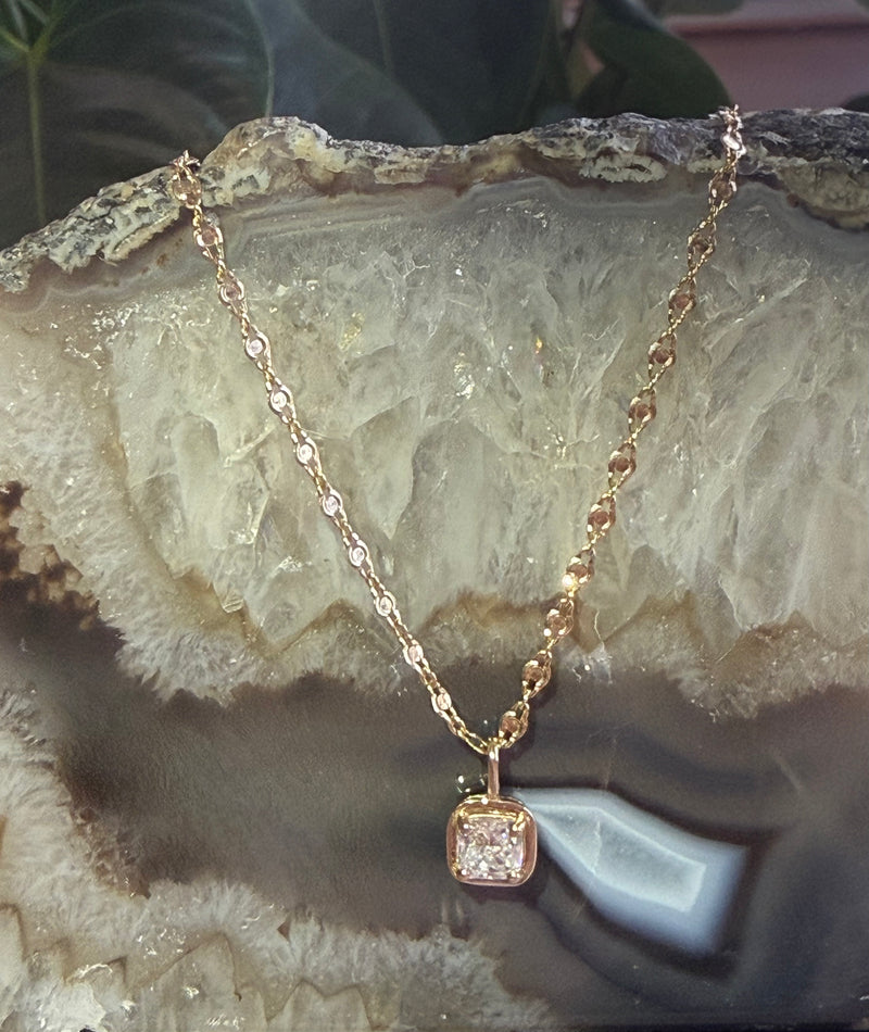 Cushion Cut Diamond Necklace