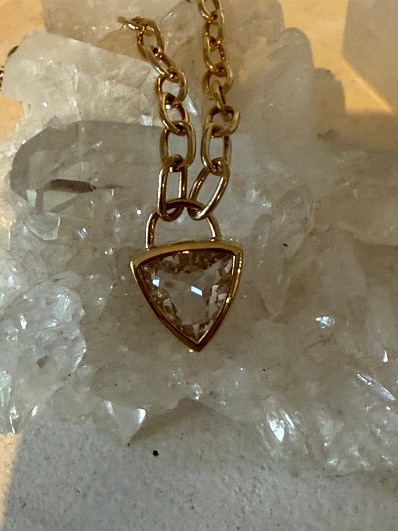 Large Triangle Topaz Necklace