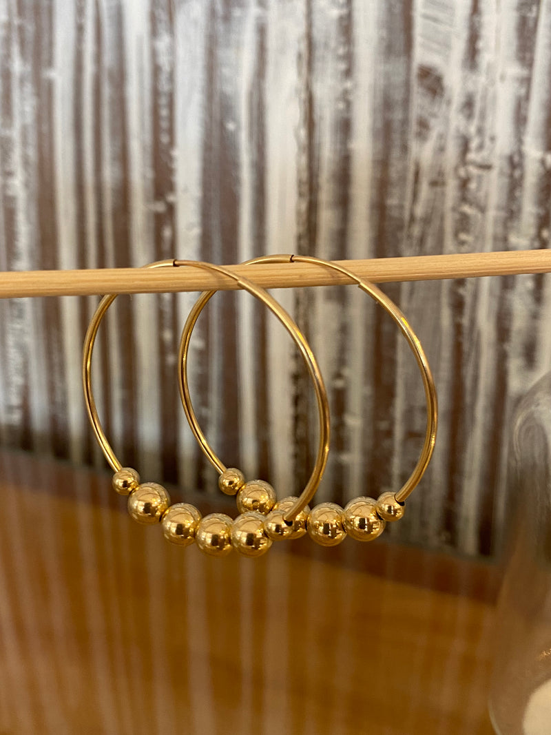 Gold Bead Hoops - Large Beads