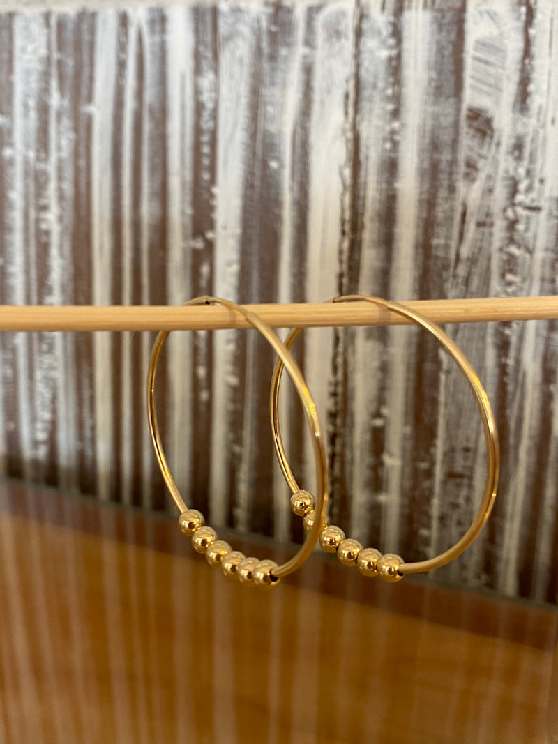 Gold Bead Hoops - Medium Beads