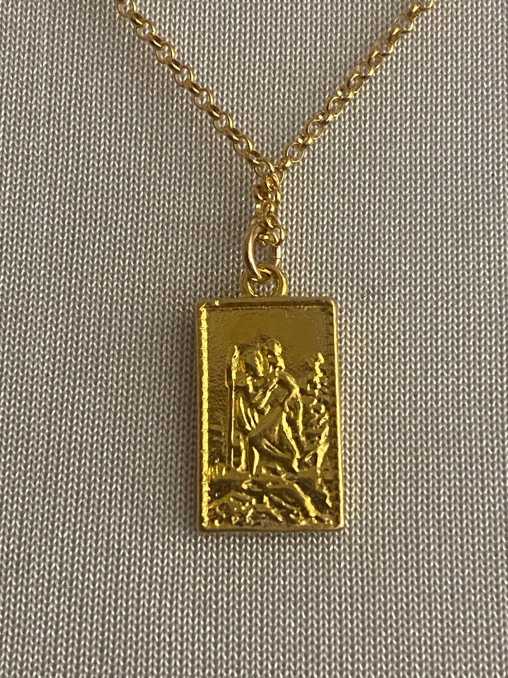 St Christopher Rectangle Pendant Necklace