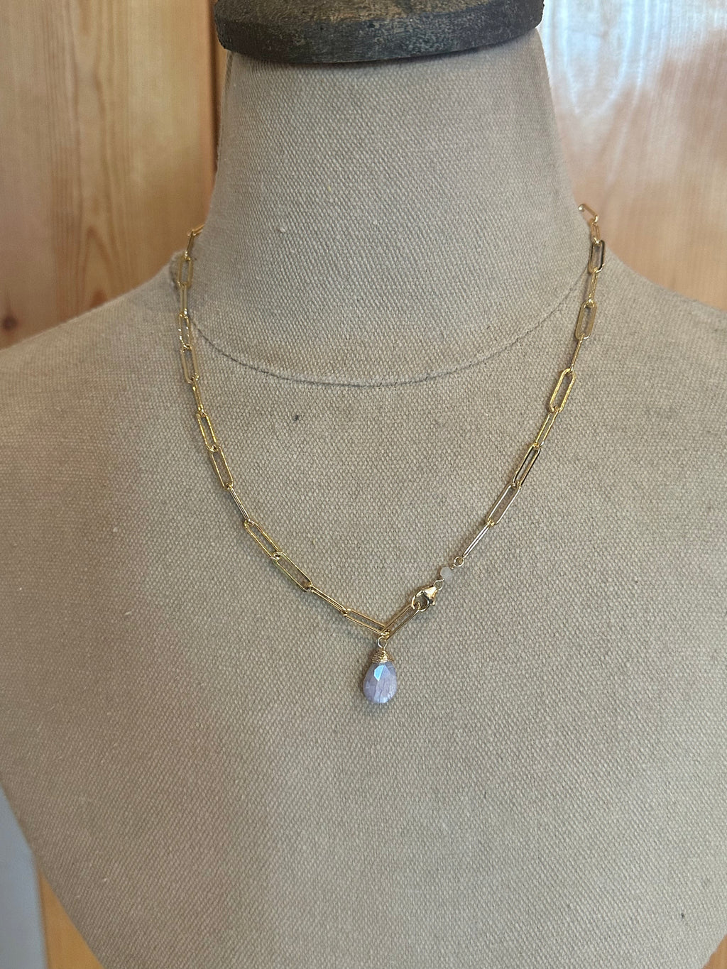 Paperclip Gemstone Necklace